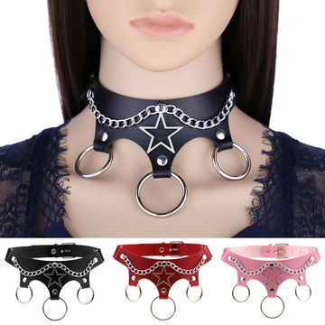 Women's PU Leather Choker with Metal Decorations / BDSM Sexy Necklace - EVE's SECRETS